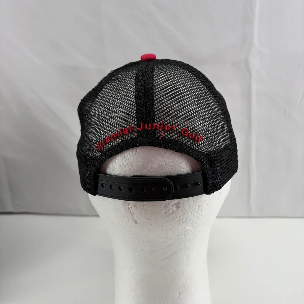 Air Force One TGA Premier Junior Golf Trucker Hat Kids Black Red Snapback Cap